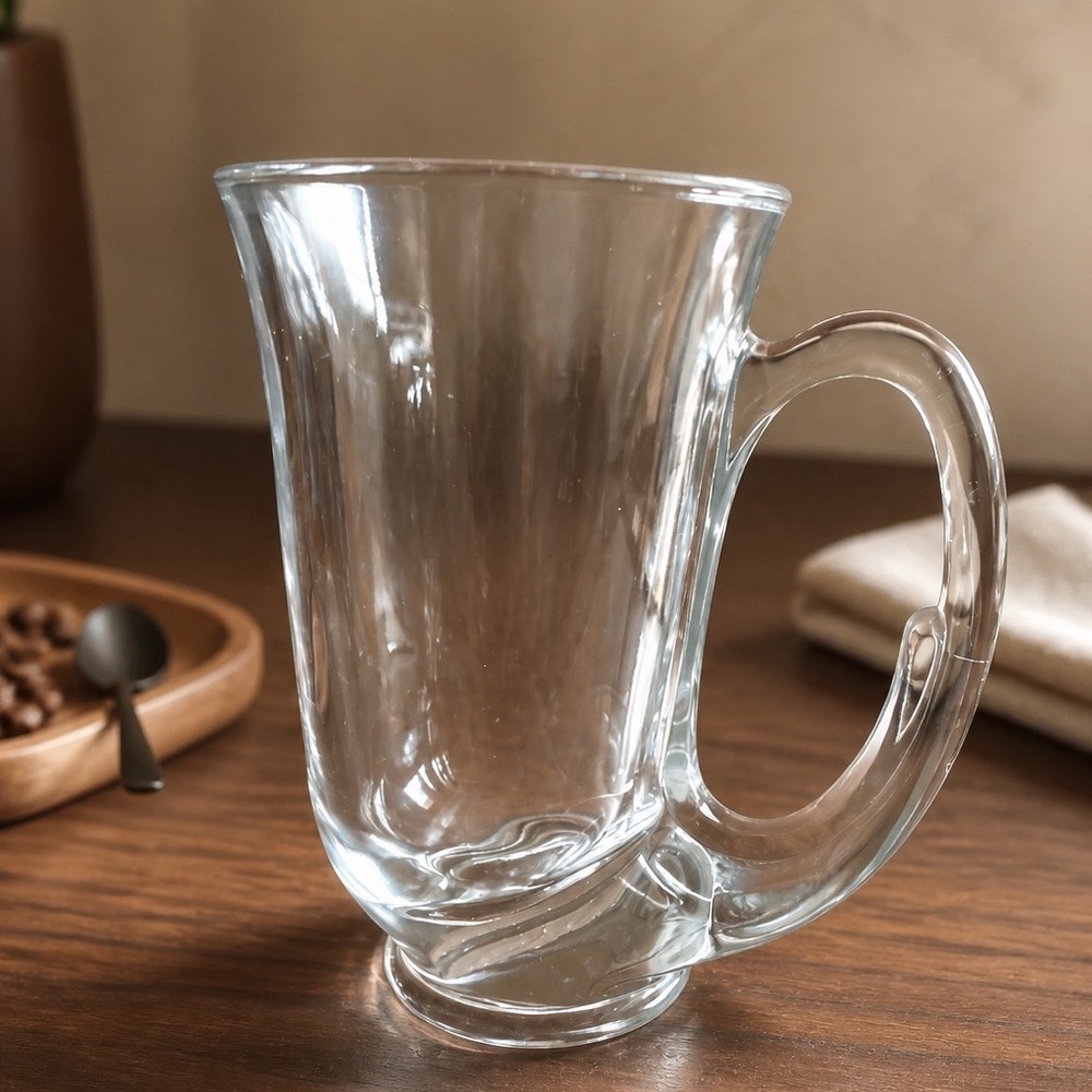 Vintage Tiara Exclusives Clear Glass Hunter‎ Horn Mug Indiana Glass 12oz Tankard
